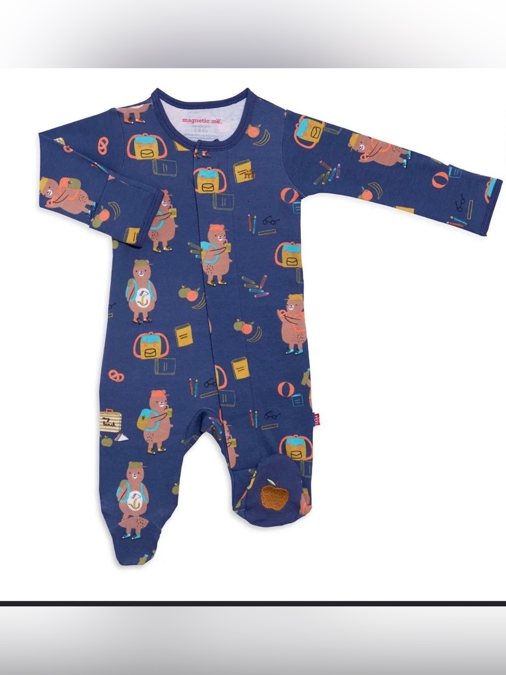 Magnetic Me Navy Bear & camping Print Footed One-Piece